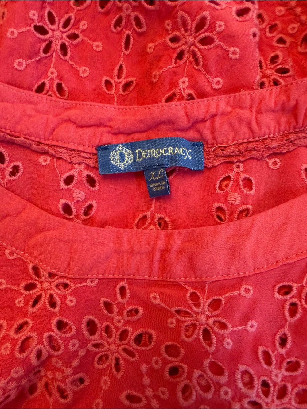 Democracy Red Eyelet Sleeveless Tank - Picture 6 of 8